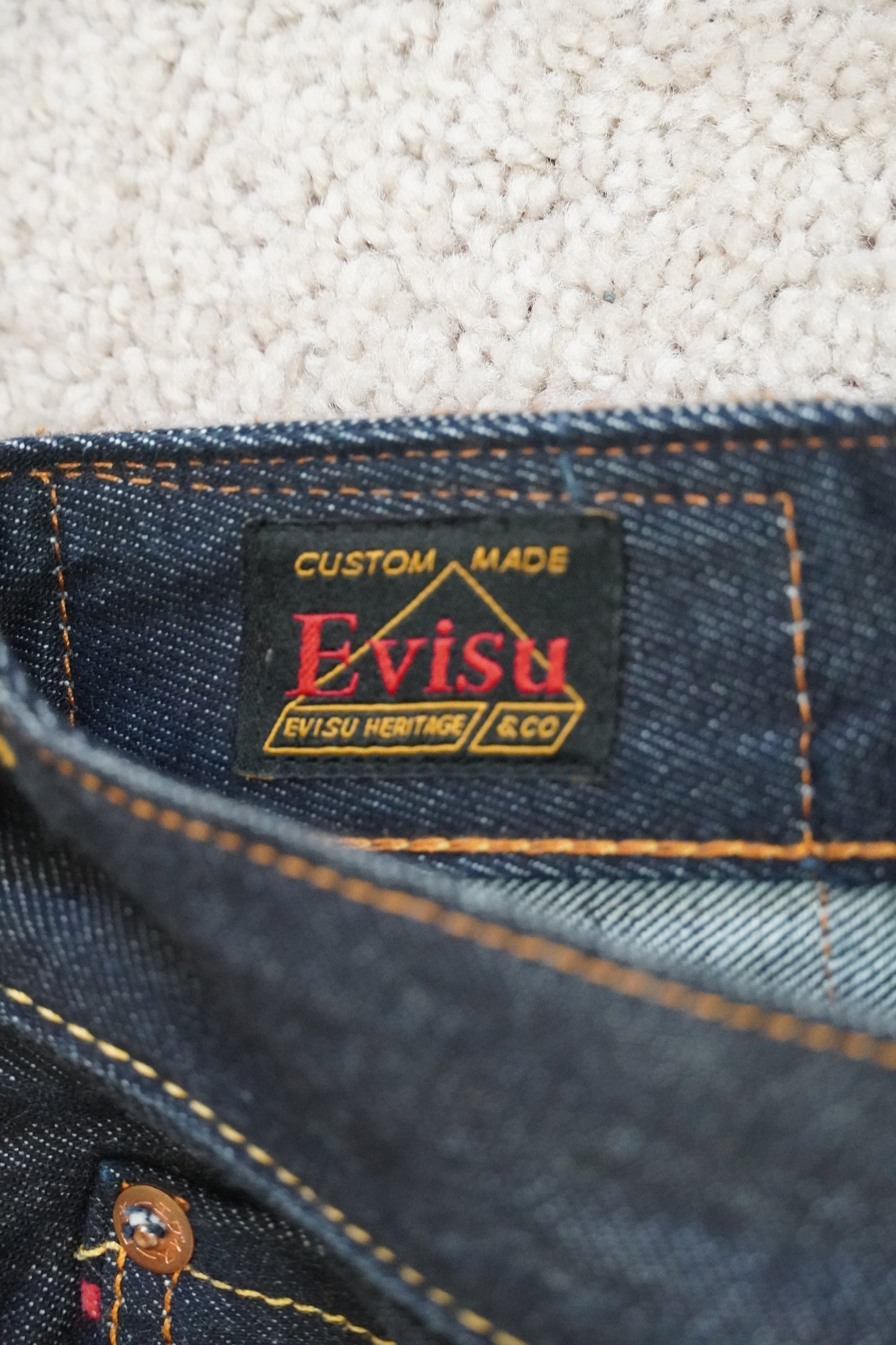 Evisu Logo-Print Multi-Pockets Regular-Fit Denim Jeans