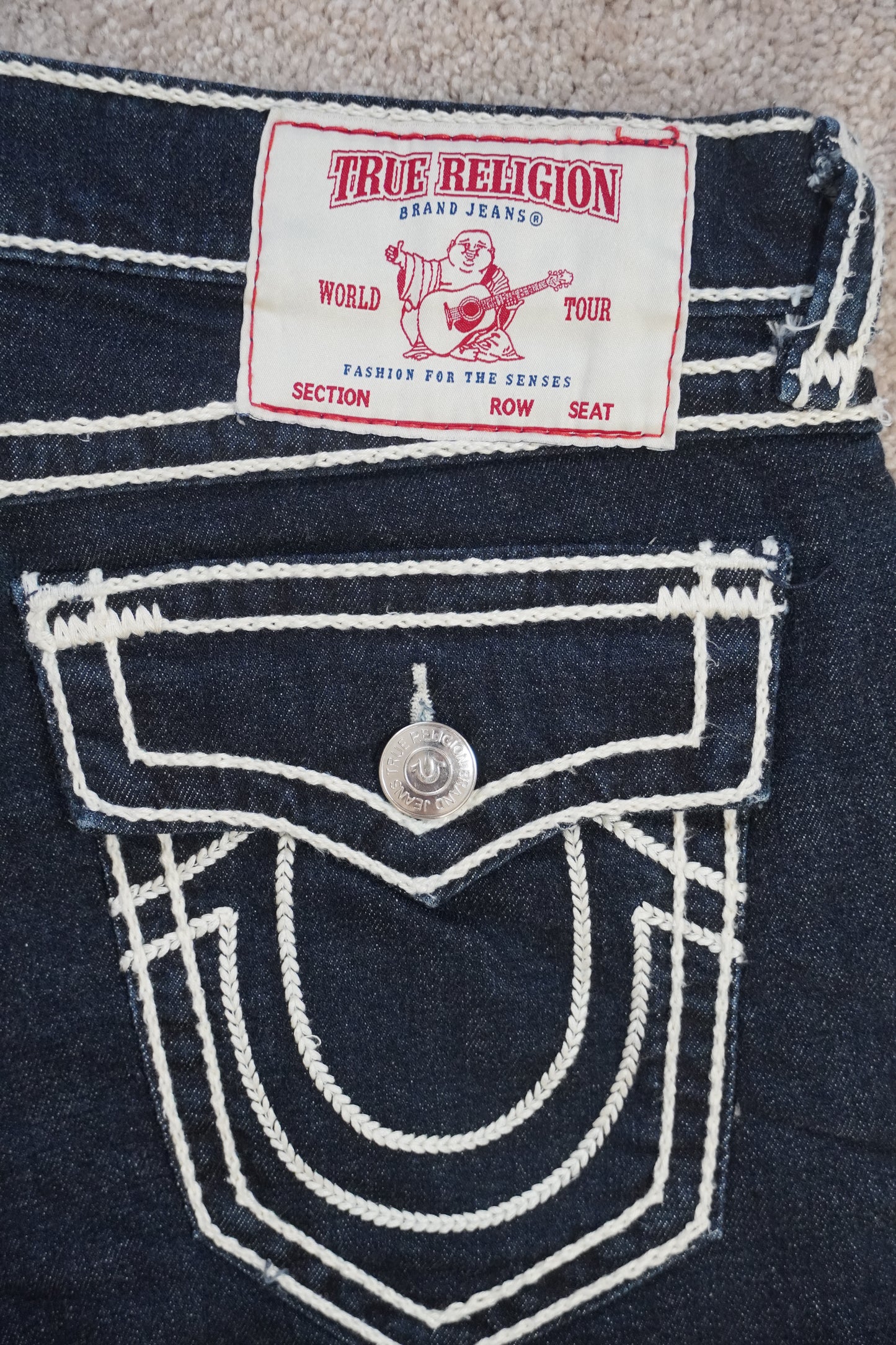 True Religion ricky rope stitch jeans 34