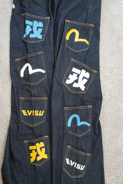 Evisu Logo-Print Multi-Pockets Regular-Fit Denim Jeans